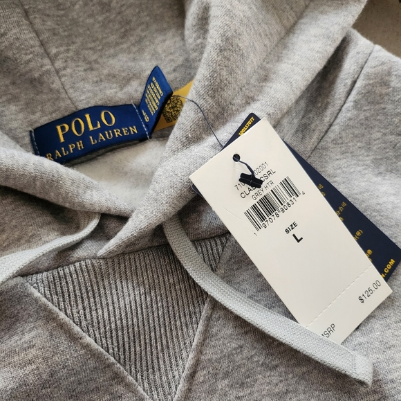 SOLD!!! POLO RALPH LAUREN Grey Sweatshirt / Hoodie 67 Multi-Color Logo Sz Large - Picture 6 of 8